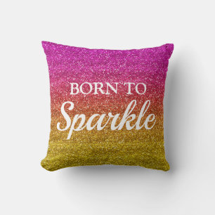 Cojín Decorativo Brillante Rosa y Amarillo Purpurina Nacida para Br