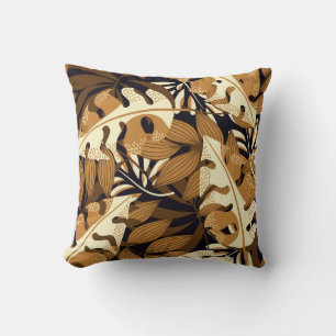 Cojín Decorativo Brillantes hojas tropicales patrón oscuro
