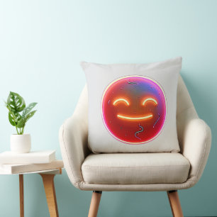 Cojín Decorativo Brillo de Alegría: Emoticono Digital