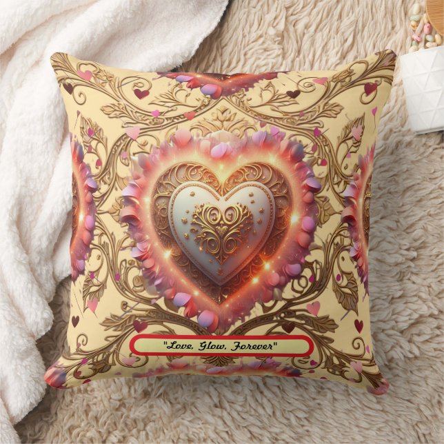 Cojín Decorativo "Brillo de Corazón Dorado" (Manta)