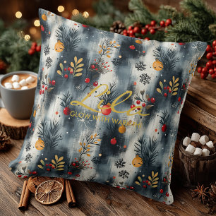 Cojín Decorativo Brillo de invierno elegante: Botánica navideña mod