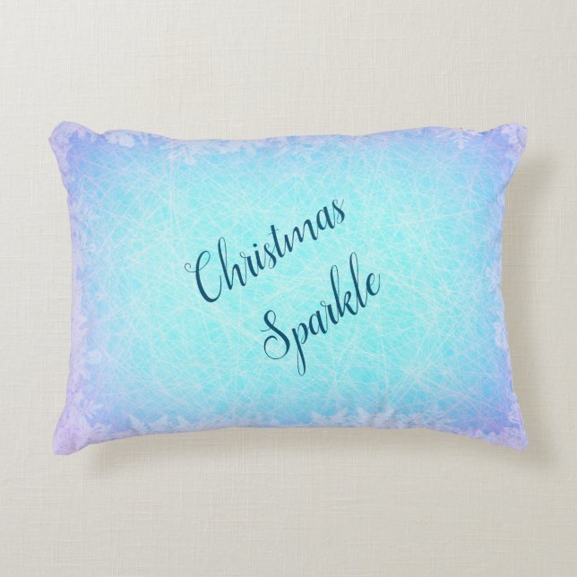 Cojín Decorativo Brillo de Navidad azul helado (Anverso)