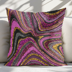 Cojín Decorativo Brillo Glam Glitter arte mármol rosa femenino