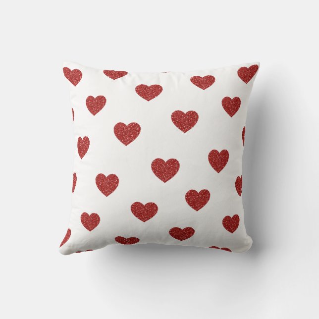 Cojín Decorativo Brillo Moderno Corazón Rojo Romántico (Reverso)