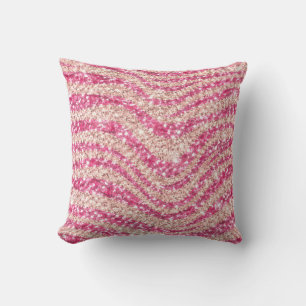 Cojín Decorativo Brillo Rosa Niña Patrón de Cebra