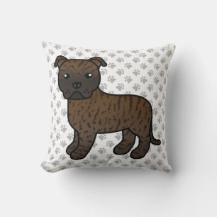 Cojín Decorativo Brindle English Staffie Perro De Dibujos Animados 