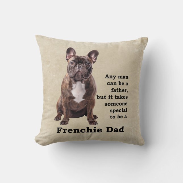 Cojín Decorativo Brindle French Bulldog Dad (Anverso)