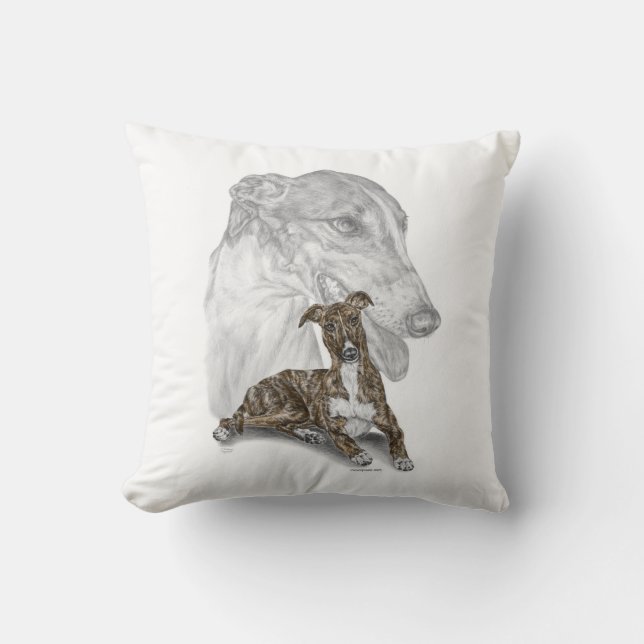 Cojín Decorativo Brindle Greyhound Dog Art (Anverso)