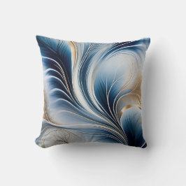 Cojín Decorativo Brisa Dorada - Flujo de Arte Abstracto Azul y Dora