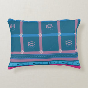 Cojín Decorativo Brisa Oceánica: Algodón Floral y de Pescado Náutic