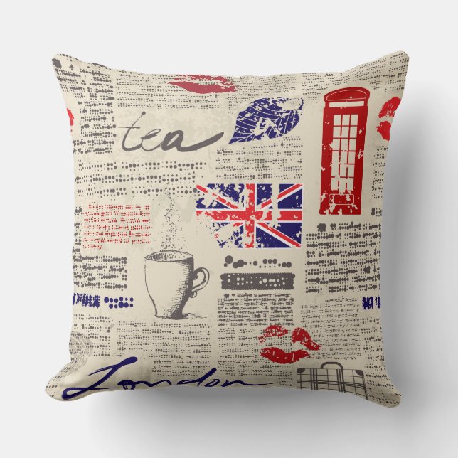 Cojín Decorativo British newspaper pattern (Anverso)