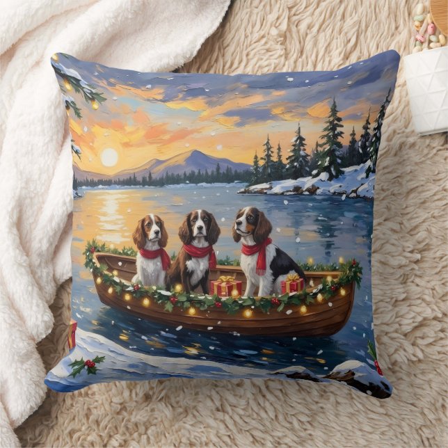 Cojín Decorativo Brittany Spaniel Christmas Boat Holiday (Manta)