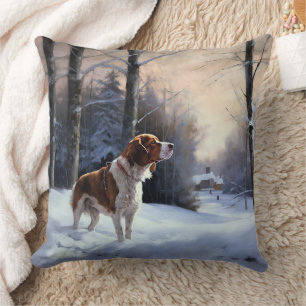 Cojín Decorativo Brittany Spaniel Let It Snow Navidades