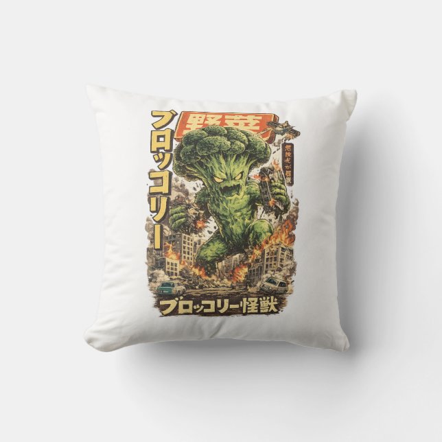 Cojín Decorativo Broccoli Kaiju – Vegetable Apocalypse (Anverso)