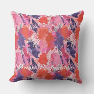 Cojín Decorativo Brochas de brochas audaces en rosa coral 4