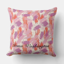 Cojín Decorativo Brochas de brochas audaces en rosa de coral 2