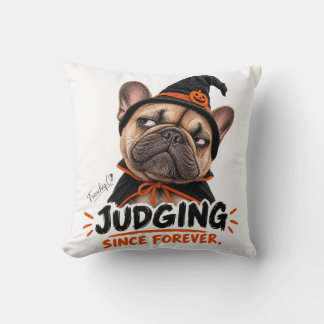 Cojín Decorativo Bromista Perro Salchicha Francés de Halloween Bruj