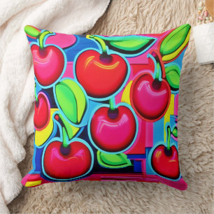 Cojín Decorativo Brote de cerezas de arte pop