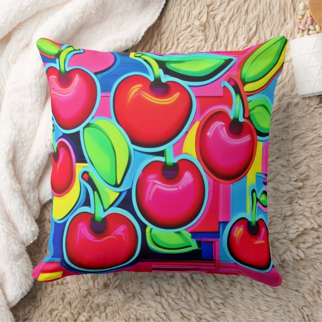 Cojín Decorativo Brote de cerezas de arte pop (Manta)