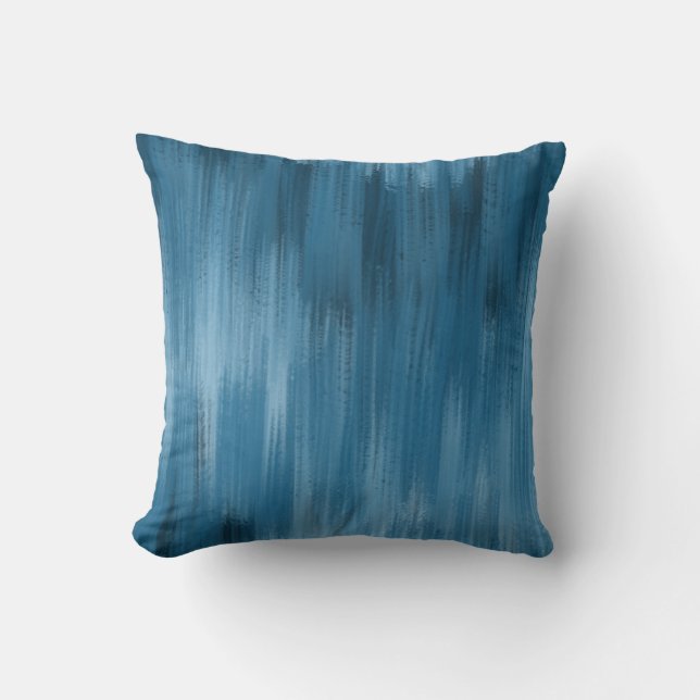 Cojín Decorativo Brotes de pincel monocromático, azul (Anverso)