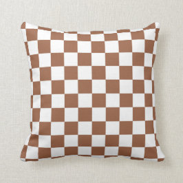 Cojín Decorativo Brown a cuadros y blanco