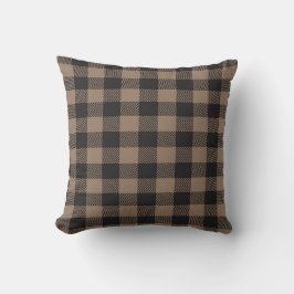 Cojín Decorativo Brown Black Gingham Buffalo Plaid Farmhouse