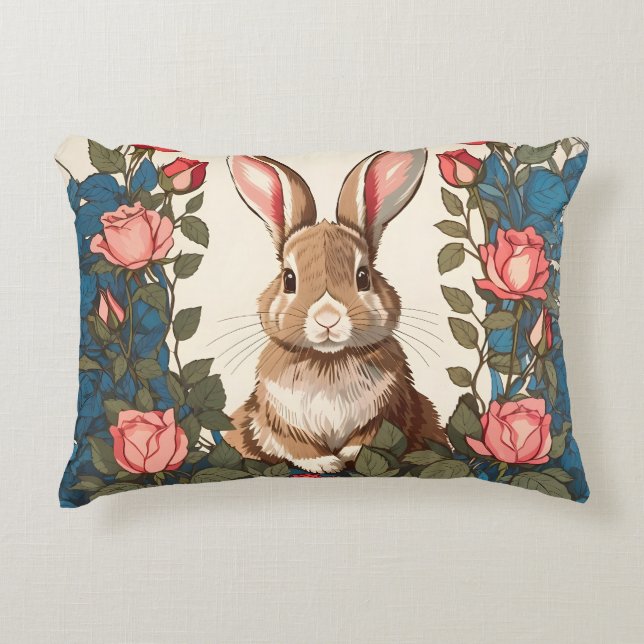 Cojín Decorativo Brown Bunny Rosa Garden (Anverso)