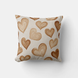 Cojín Decorativo Brown Cream Hearts Stripes