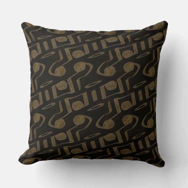 Cojín Decorativo Brown Gold Music Notes Reversible Pillow (Anverso)