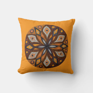 Cojín Decorativo Brown/Gray Starburst Mandala Throw Pillow
