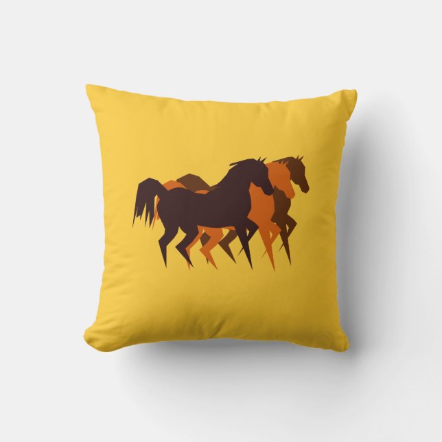 Cojín Decorativo Brown Horses American MoJo Pillow (Anverso)