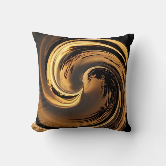 Cojín decorativo Brown N Gold Island Wave (Anverso)