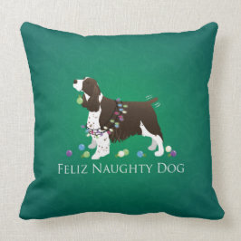 Cojín Decorativo Brown Springer Spaniel Dog Feliz Perro travieso