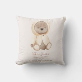 Cojín Decorativo Brown Teddy Bear Nacimiento Estadísticas Keepsake