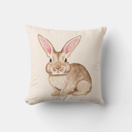 Cojín Decorativo Brown Watercolor Bunny With Big Ears On Beige