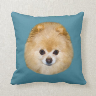 Cojín Decorativo Brown y perro blanco de Pomeranian