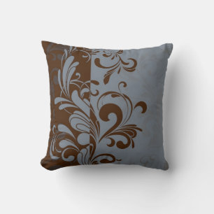 Cojín Decorativo Brown y remolino contemporáneo azul