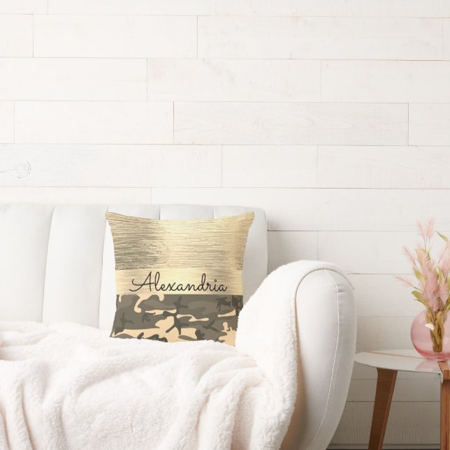 Cojín Decorativo Brown y Tan Camo Shimmery Gold (Sofá)