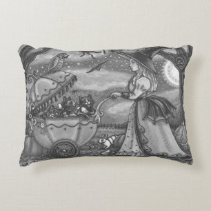 COJÍN DECORATIVO BRUJA, COCHE DE BEBÉ GATO NEGRO, ALMOHADÓN DE ACEN