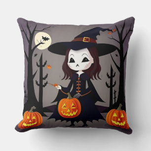 Cojín Decorativo Bruja de Halloween con calabazas