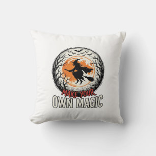 Cojín Decorativo Bruja de Halloween Propia Magia Diseño de Camiseta