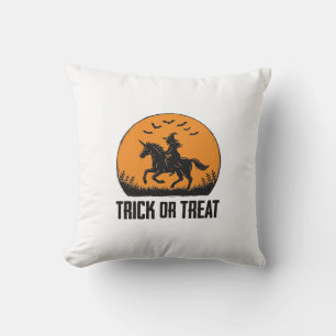 Cojín Decorativo Bruja de Halloween Truco o Trato Luna Vintage_1