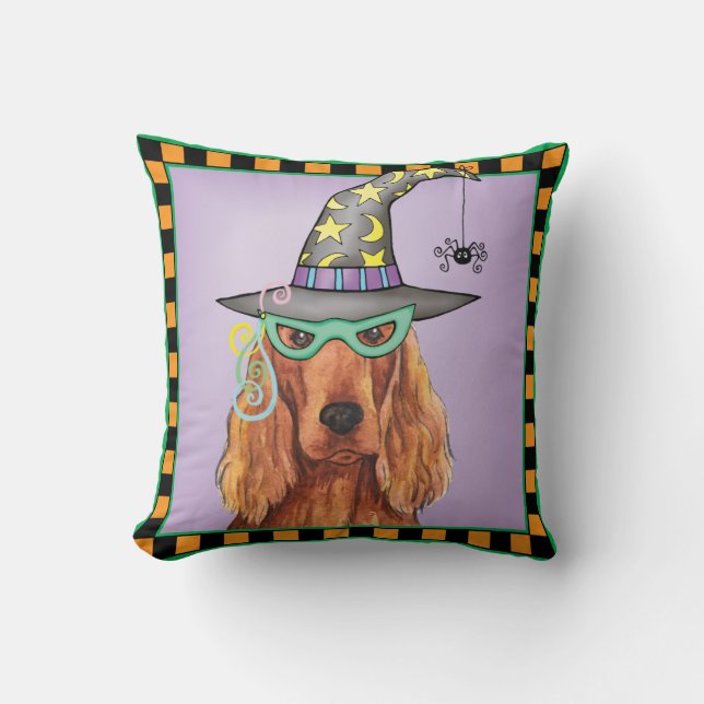 Cojín Decorativo Bruja de Irish Setter (Anverso)