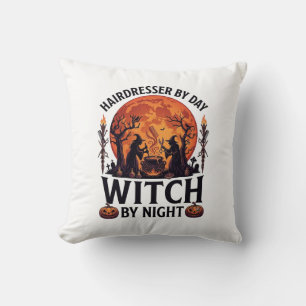 Cojín Decorativo Bruja de noche del día de peluquero Halloween pein