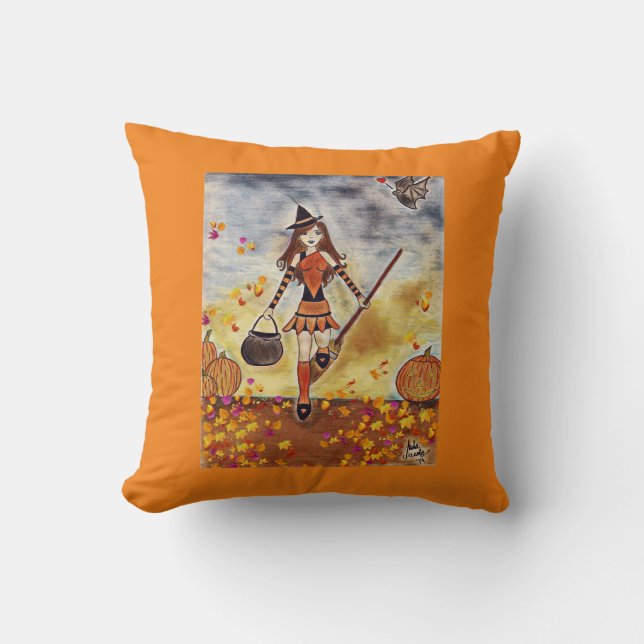 Cojín Decorativo Bruja del otoño (Anverso)