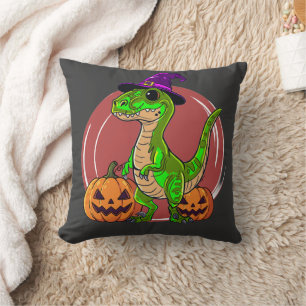 Cojín Decorativo Bruja Dinosaurio de Halloween