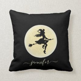 Cojín Decorativo Bruja en una escoba personalizada