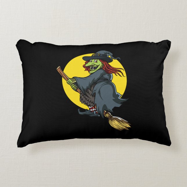 Cojín Decorativo Bruja espeluznante montando una fiesta de Hallowee (Anverso)