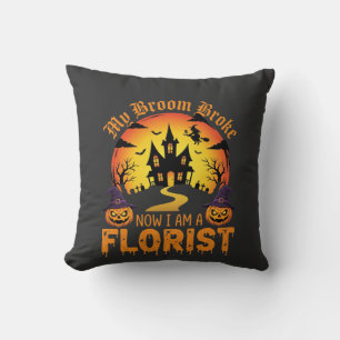 Cojín Decorativo Bruja Florista La Escoba de Halloween se Rompió
