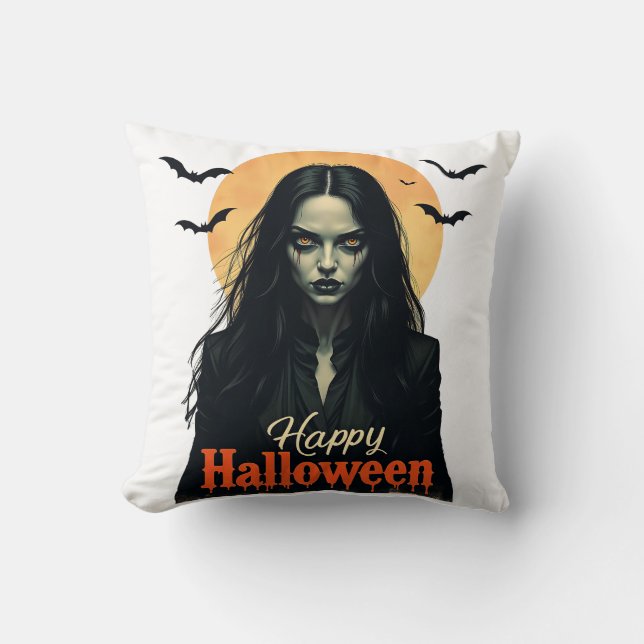 Cojín Decorativo Bruja gótica de Halloween (Anverso)